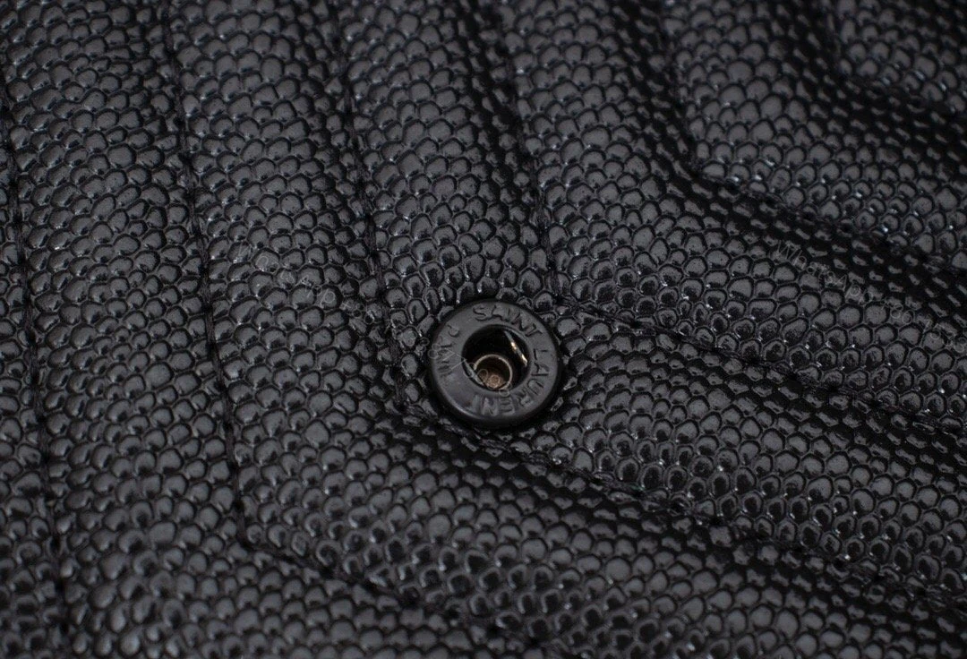 View 3 of Saint Laurent Matelasse Grain de Poudre Matte Black Monogram Chain Wallet