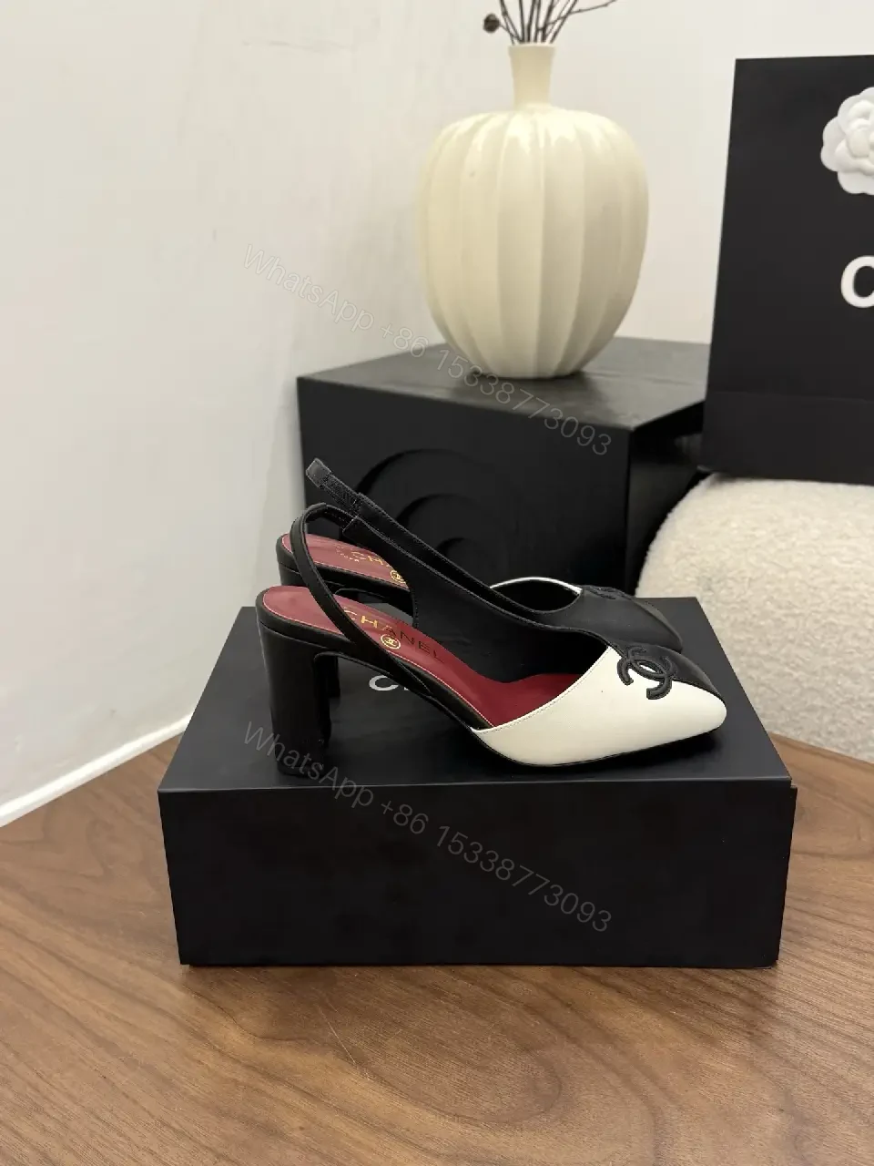 View 8 of Two-Tone Slingback Heels – Modern Mono Contrast Comfort