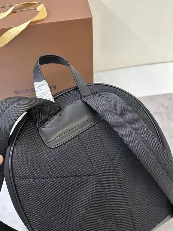 View 3 of Charcoal Burberry Monogram Leather-Trim Backpack for City Life