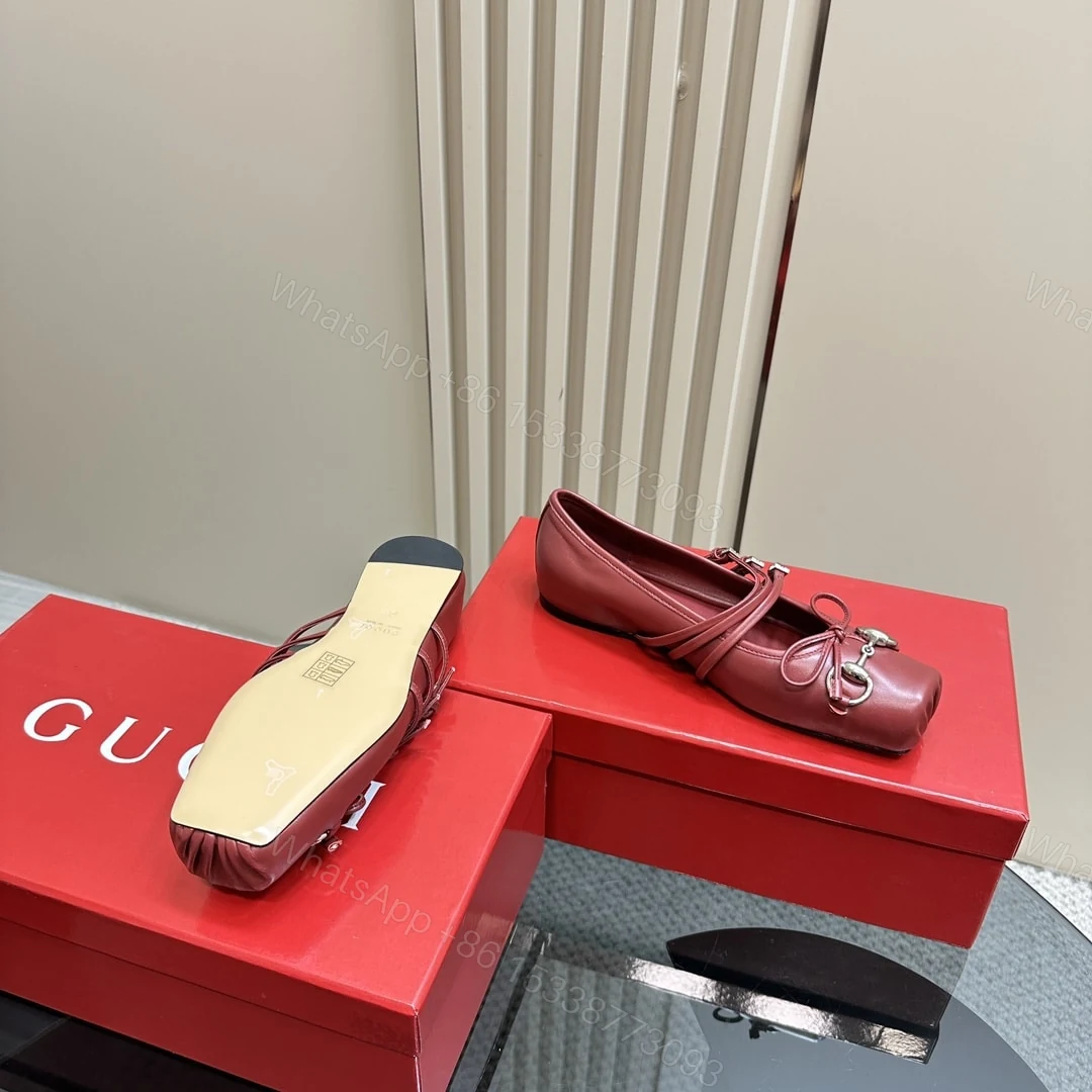 View 3 of GUCCI WOMEN’S HORSEBIT BALLET FLAT SACCHETTO RED 821219 AAEA4 6207