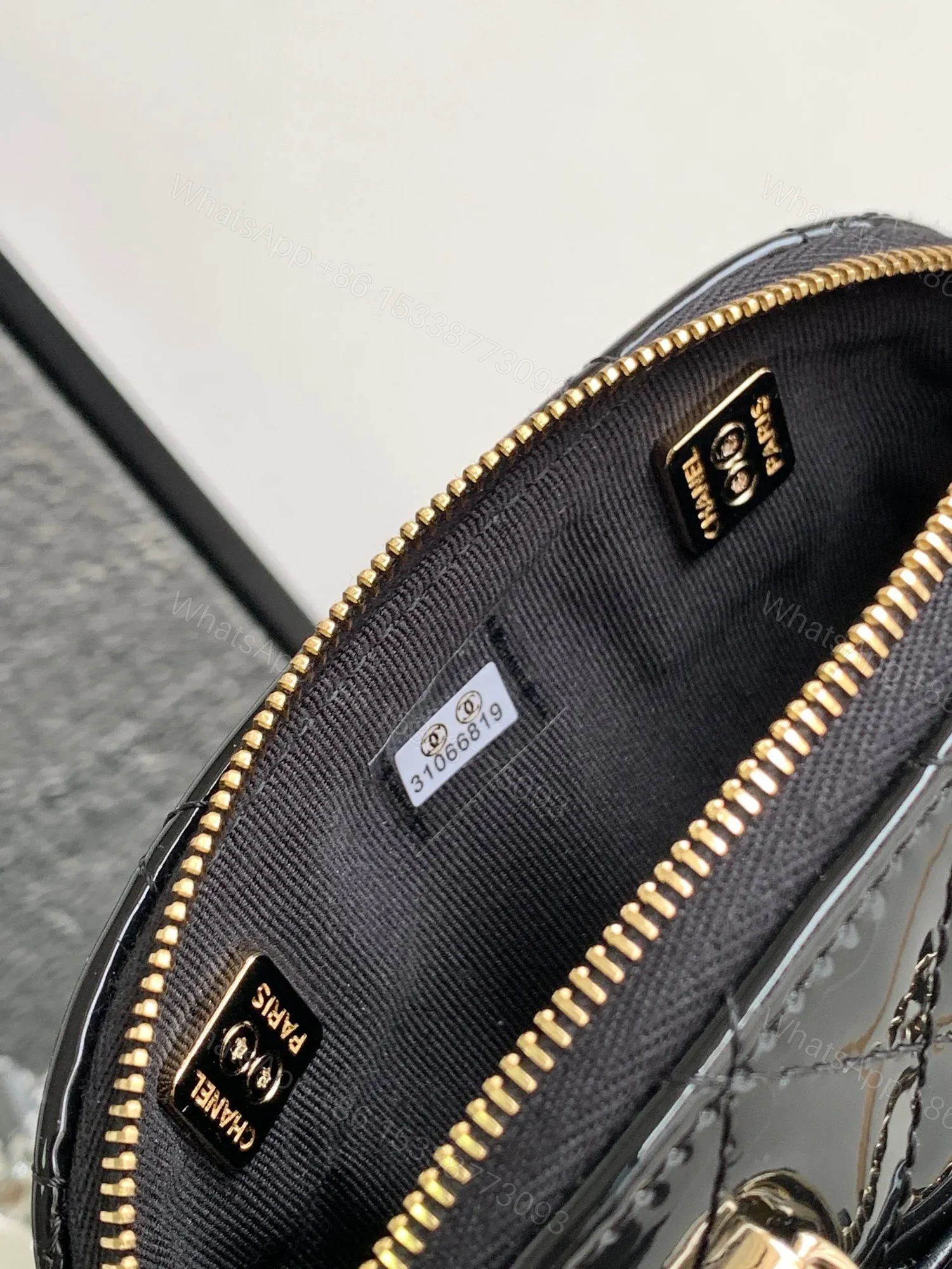 View 2 of Chanel Alma Mini Shiny Leather Handbags Black Lock Gold 12cm