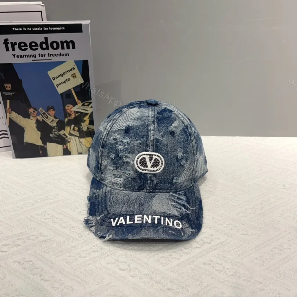 View 2 of Distressed Denim-Textured Cap, Unisex, Modern/Chic Everydaywear