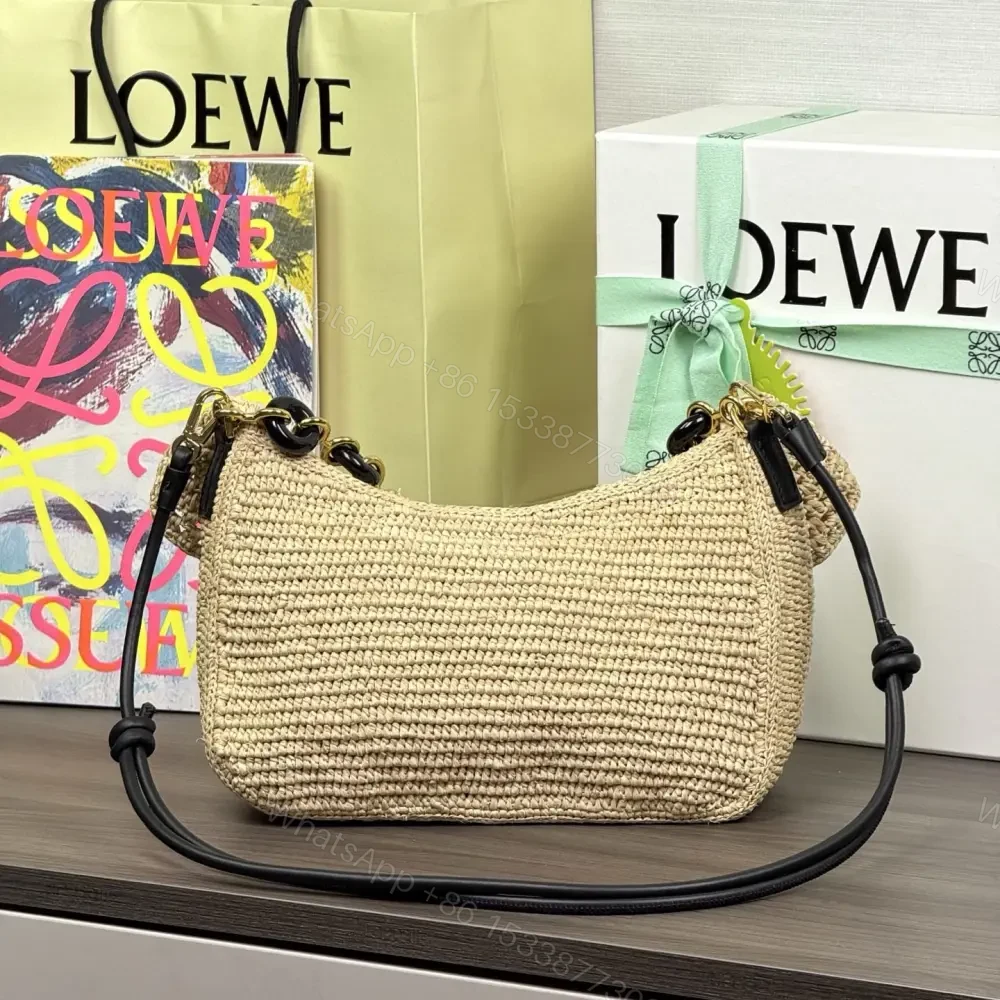 View 2 of 高仿Loewe*Ola系列2123酒椰纖維單肩包中號自然色免檢版