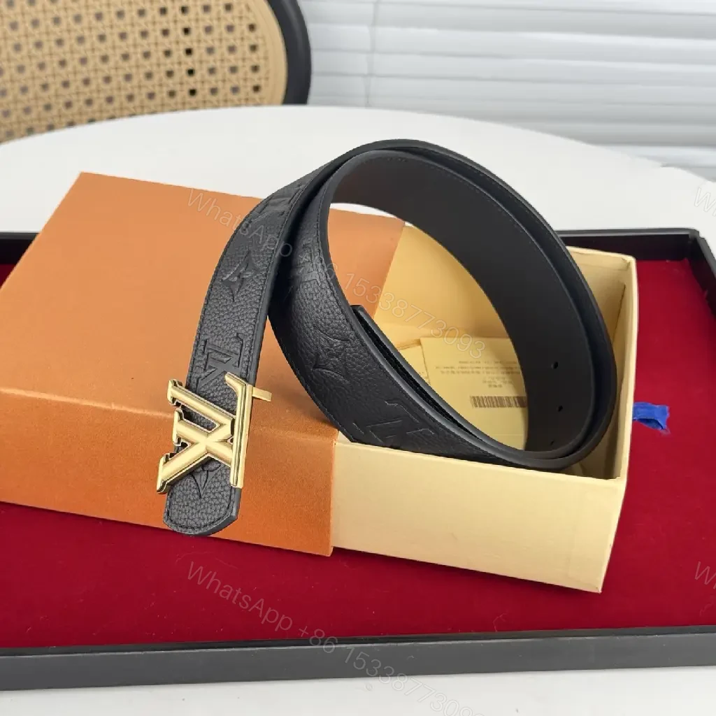 View 6 of Gold-Buckle Monogram Leather Belt, Everyday Luxury