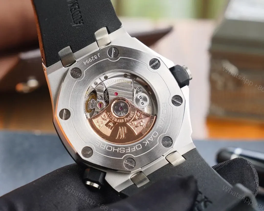 View 8 of BBR Factory Audemars Piguet Royal Oak Offshore Silver Dial Blue Accents Automatic Men’s Watch 42mm Stainless Steel Case with Rubber Strap