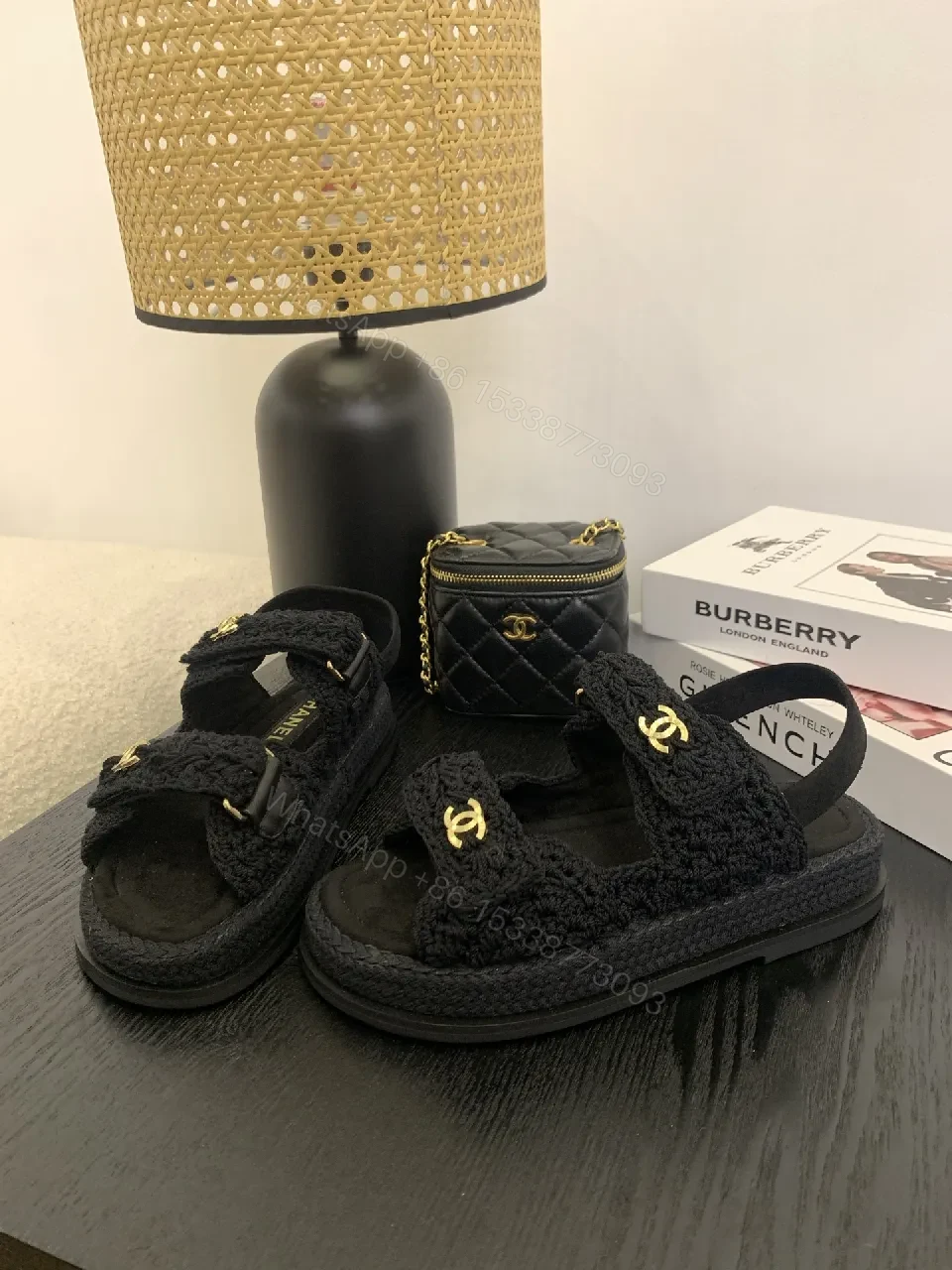 View 6 of Crochet-Detail Sandals with Gold Hardware, Luxury Comfort