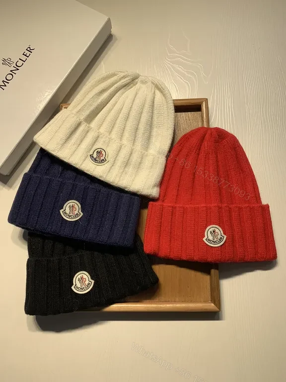 View 9 of Bold Red Rib-Knit Beanie: Moncler Warmth & Luxury Style
