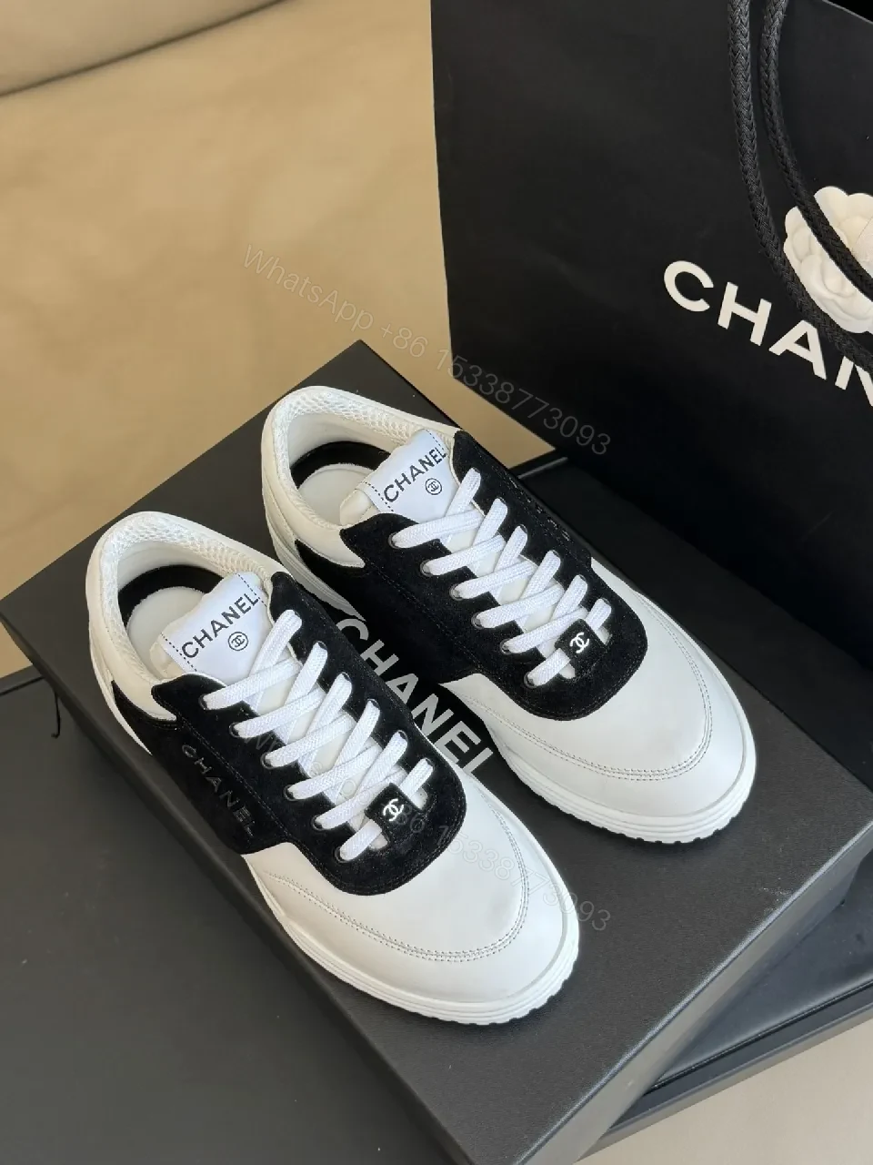 Monochrome Leather Sneaker: Refined Comfort & Contrast — view 1