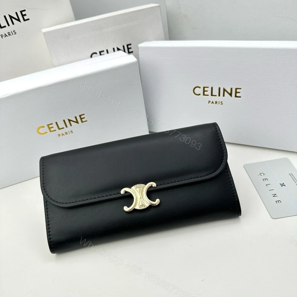 View 2 of CELINE LARGE WALLET TRIOMPHE IN SHINY BLACK 19CM 10E313DPV 38NO