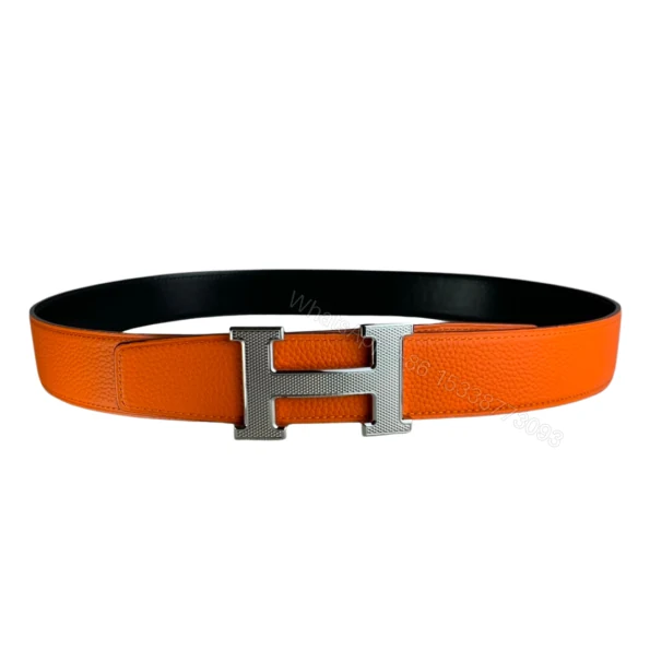View 6 of HERMES BELT TOGO SWIFT SILOUIS VUITTONER BUCKLE ORANGE 38MM