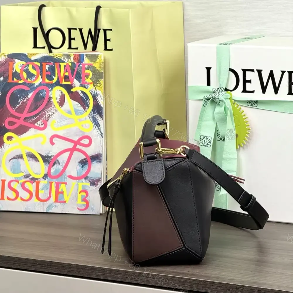 View 3 of 高仿Loewe*Puzzle系列1101幾何拼接手袋黑紅色小號免檢版