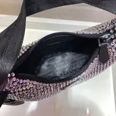 View 4 of SPARKLING HOBO BAG 23 IN BLACK NYLON ATTACHED FULLY CRYSTALS