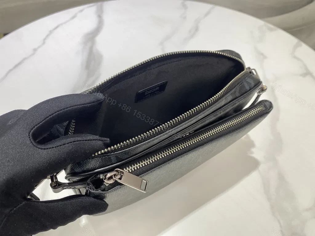 View 3 of Patterned Black Crossbody Bag â€“ Dior Detailing, Modern & Versatile
