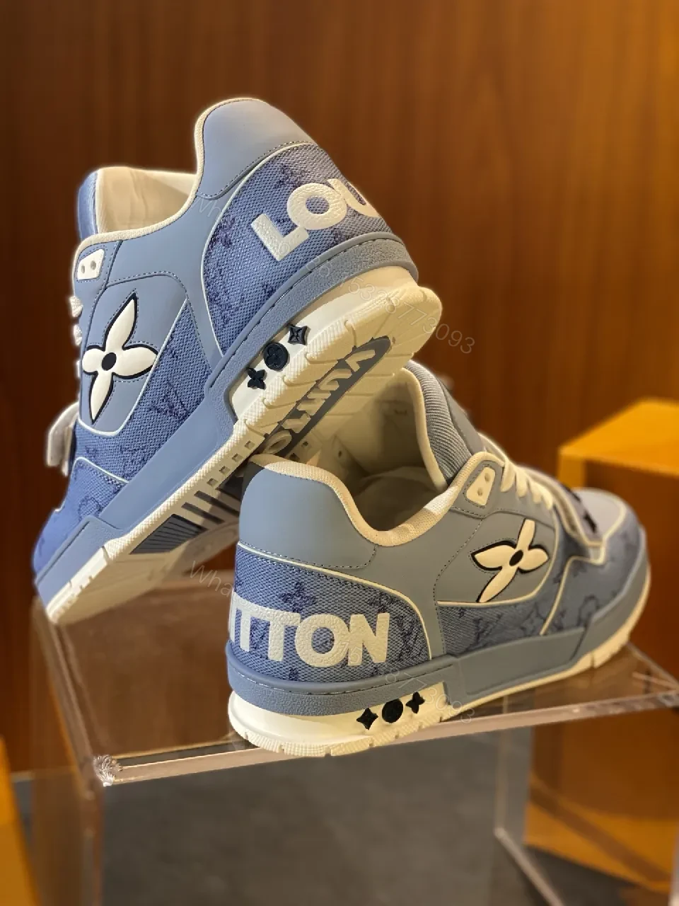 View 7 of Denim Luxe High-Tops: City-Ready Monogram Detail Sneakers