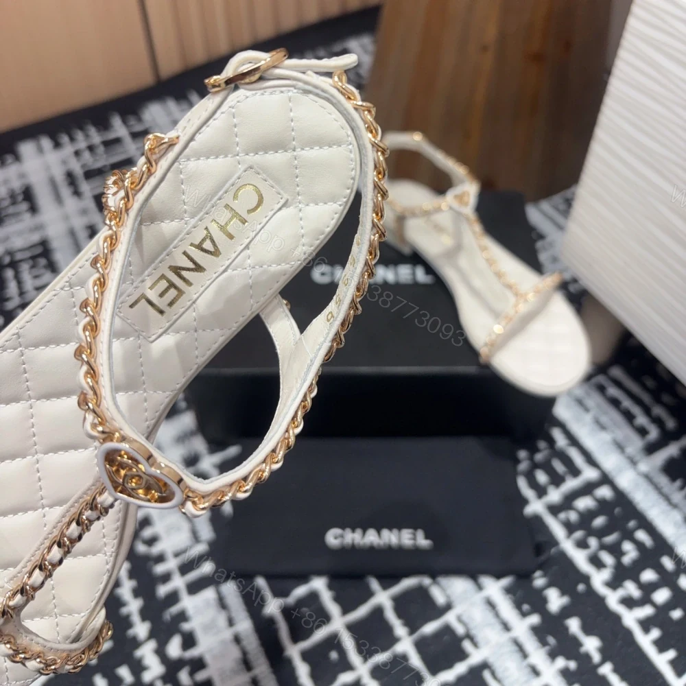 View 5 of 高仿Chanel*25C系列G46111C小羊皮平底涼鞋白色免檢版