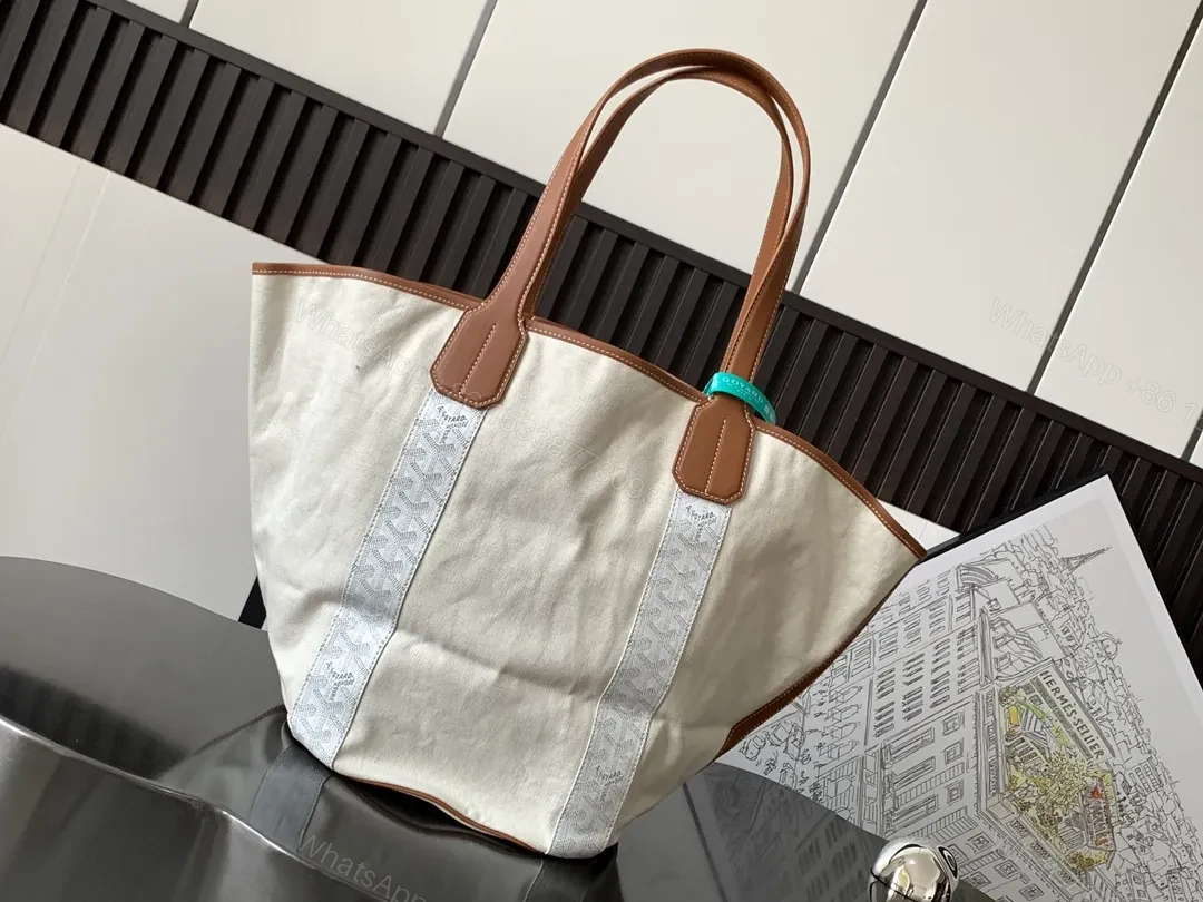 View 3 of Canvas-Textured Tote with Leather Trim – Everyday Luxury Carryall