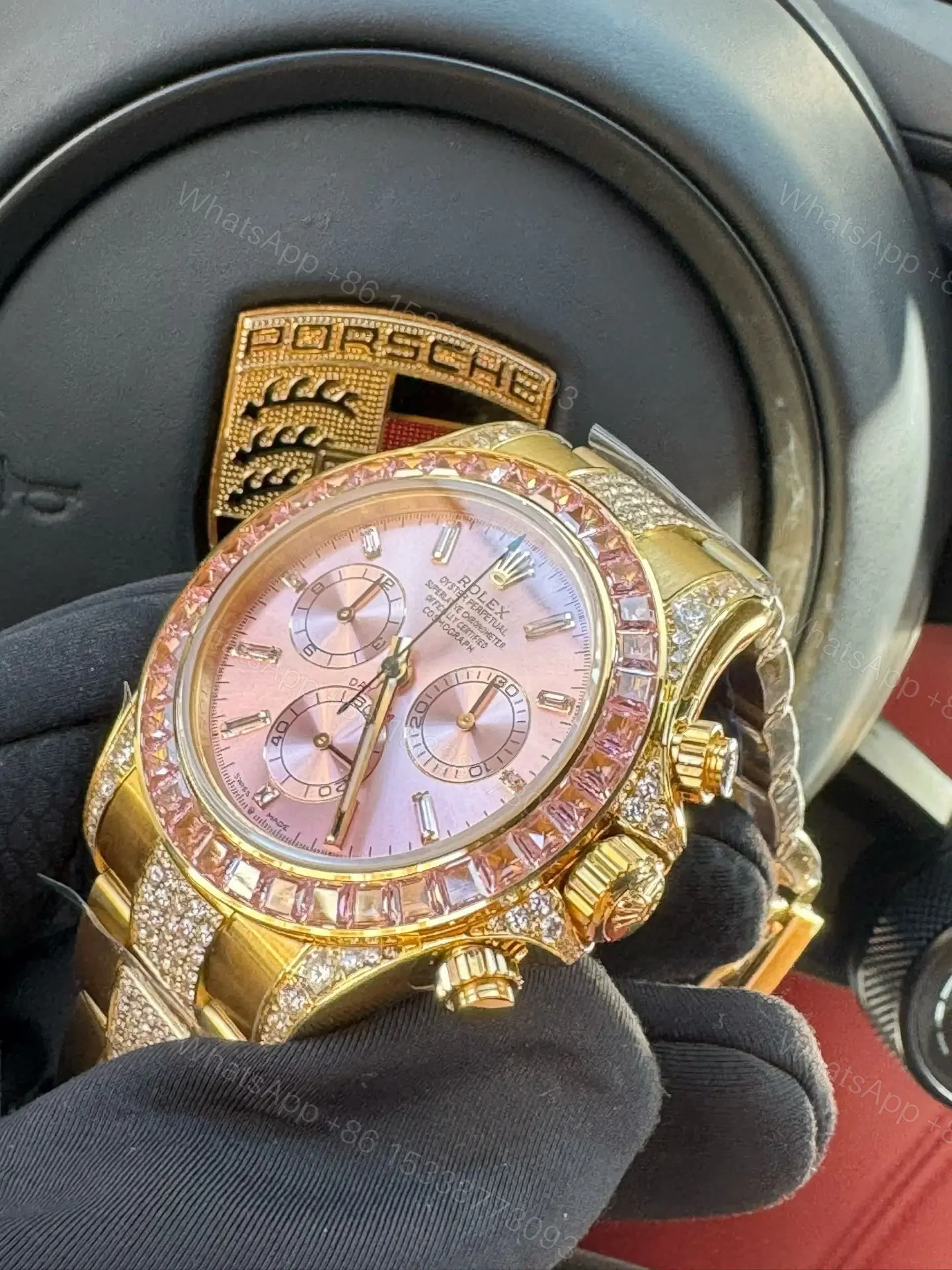 View 3 of Rolex Daytona Barbie Pink Dial Yellow Gold Diamond Oyster Bracelet Edition 40mm RG-DAYTONA-BARBIE-GOLD-PINK