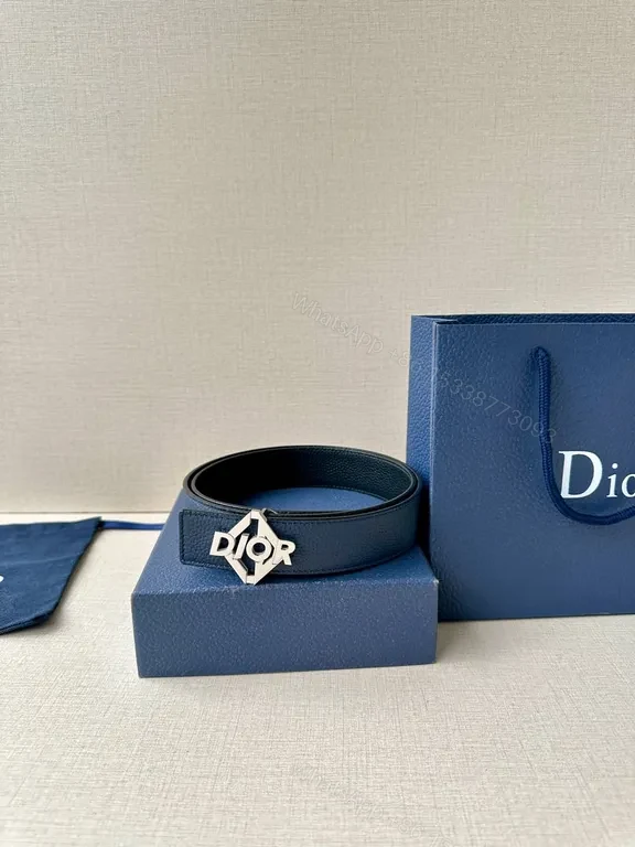 Blue Leather Dior Hex Hardware Bracelet - Modern Minimalist Luxury — view 1