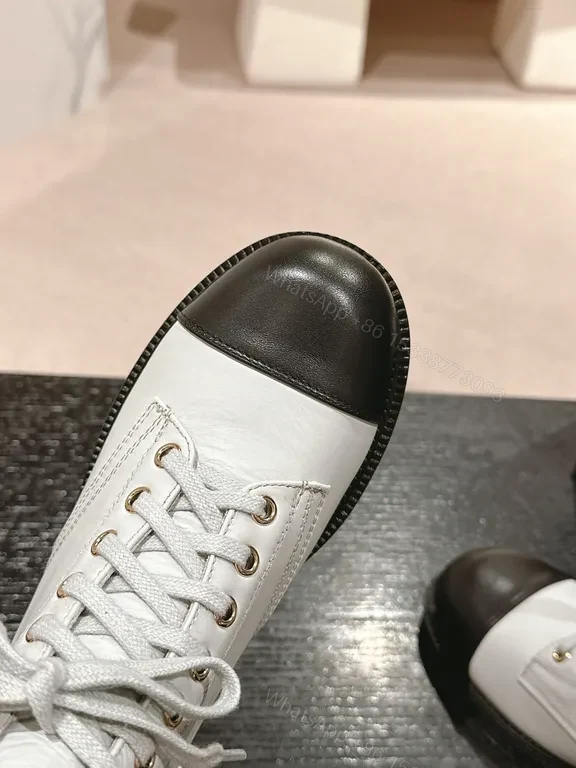 View 9 of Stark Contrast Combat Boots: Chanel-Inspired Luxe Silhouette