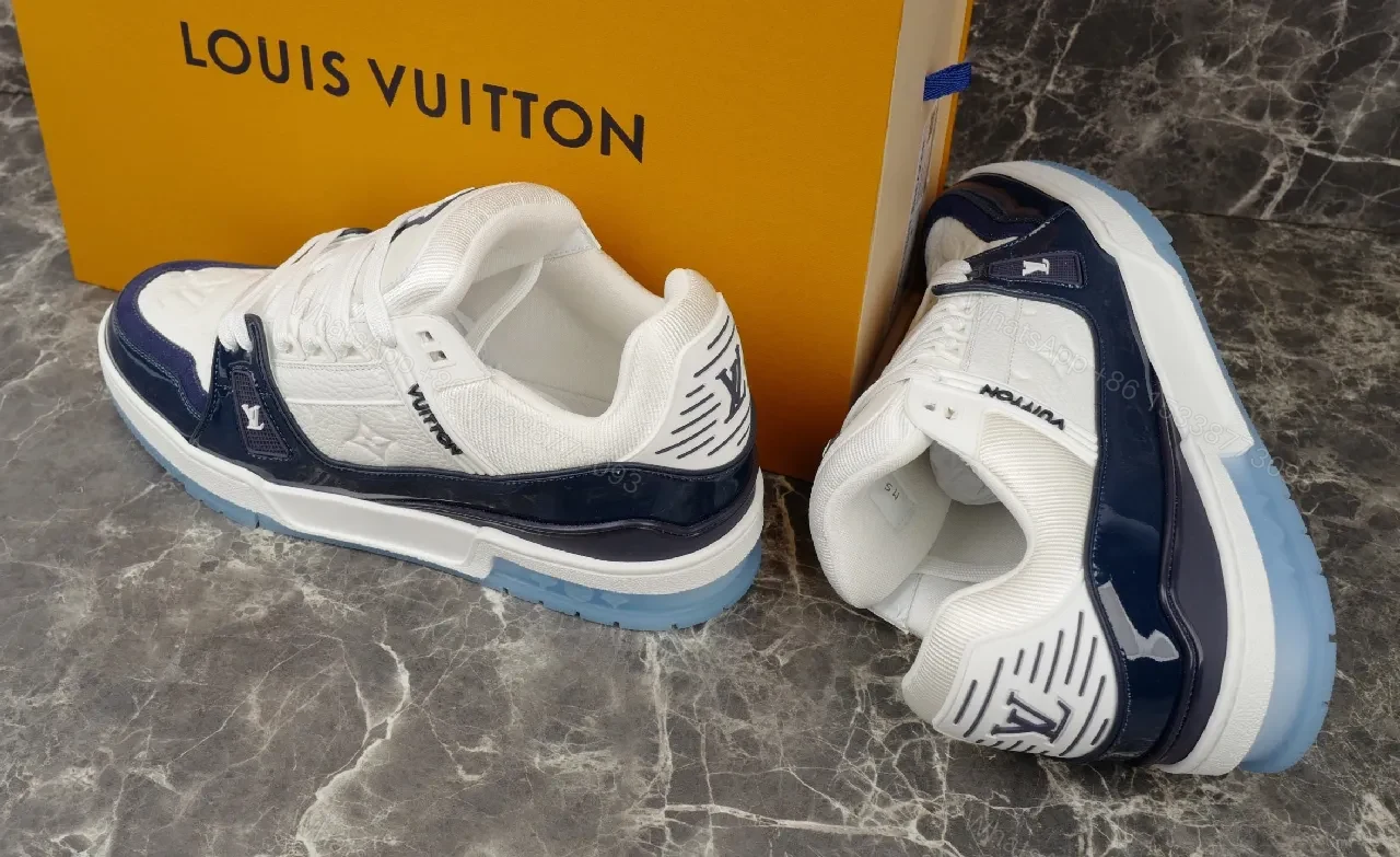 View 9 of Navy Patent luxury sneakers, premium leather, high-top design