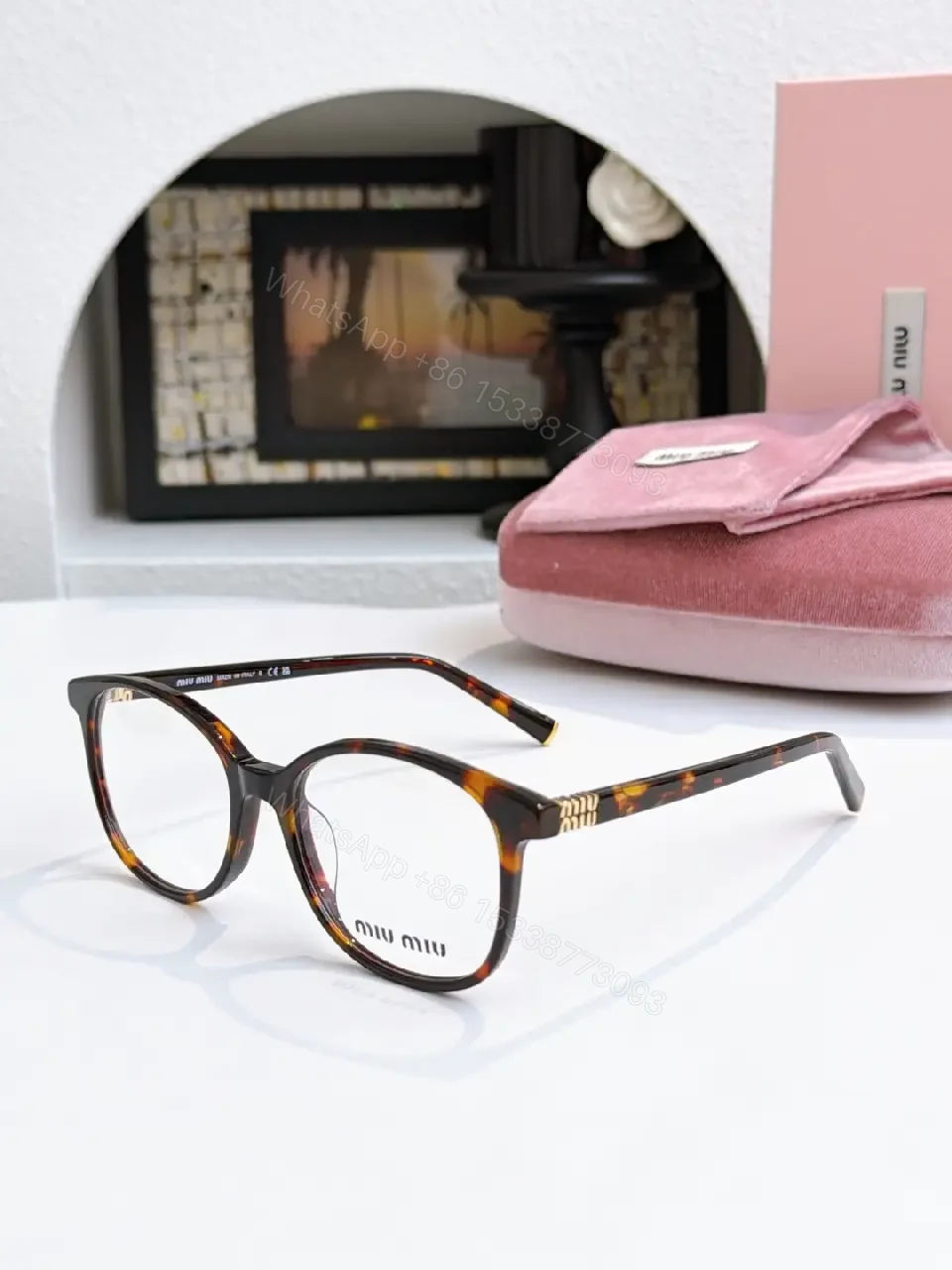 View 7 of Black Acetate Round-Rectangle Eyeglasses with Gold Accents, Modern Luxury Frames