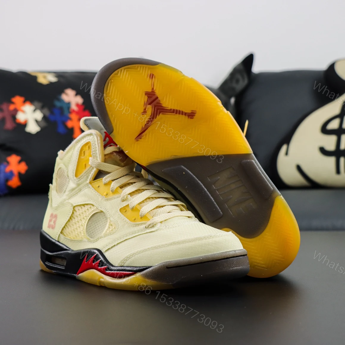 View 3 of Air Jordan 5 Retro Off White Sail Reps
