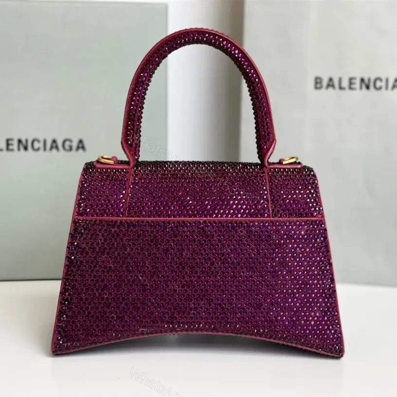 View 2 of 高仿Balenciaga*Hourglass系列沙漏包滿鑽紫色S