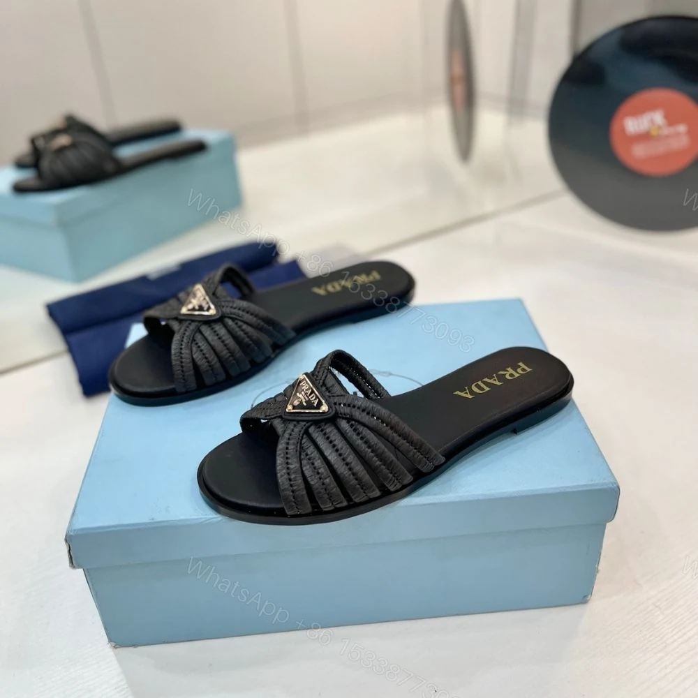 View 4 of Prada Crochet Slides Black