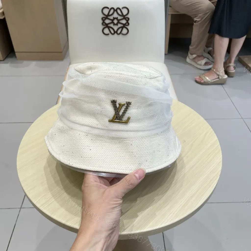View 5 of Chic White Knit Bucket Hat with Gold Accent