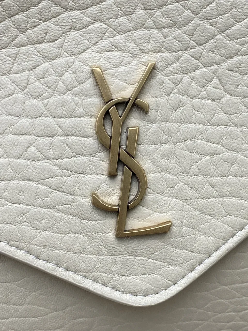 View 6 of Pebble Leather Crossbody with Gold Monogram Front Flap Bag