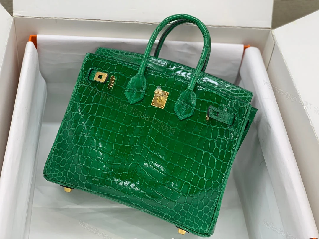 View 3 of H BIRKIN 30 CROCODILE GOLD-TONED HARDWARE DARK GREEN