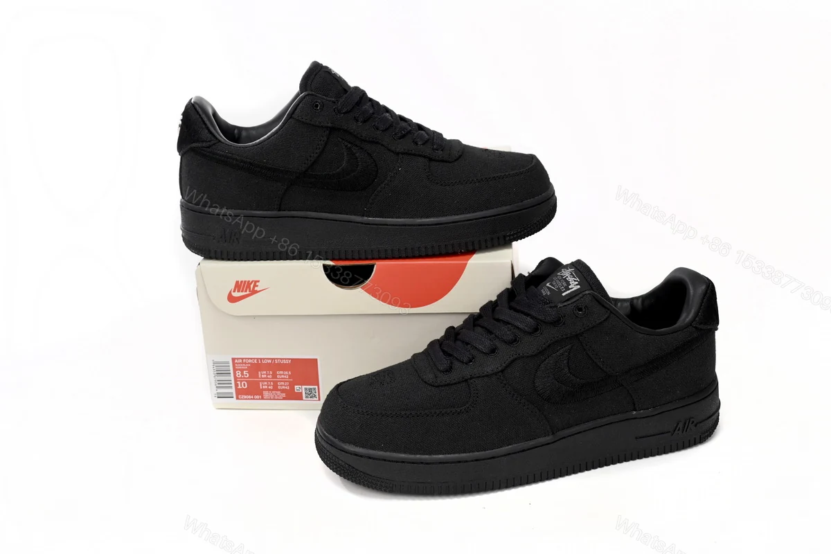 View 7 of Stussy x Nike Air Force 1 Low “Black” CZ9084-001