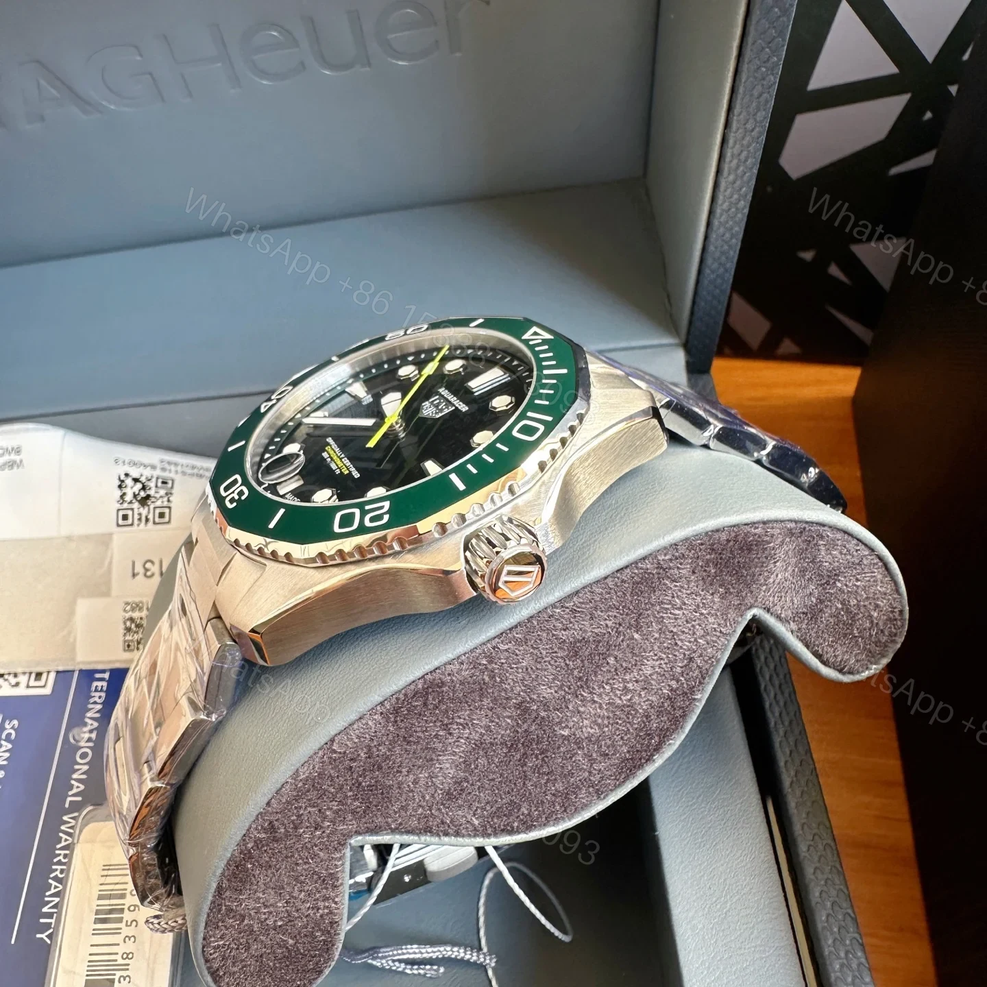 View 5 of TAG Heuer Aquaracer Automatic Watch 43MM Blue Wave Dial Ceramic Bezel Stainless Steel Bracelet Premium Edition TAG-AQUA-WAVE-BLU-43