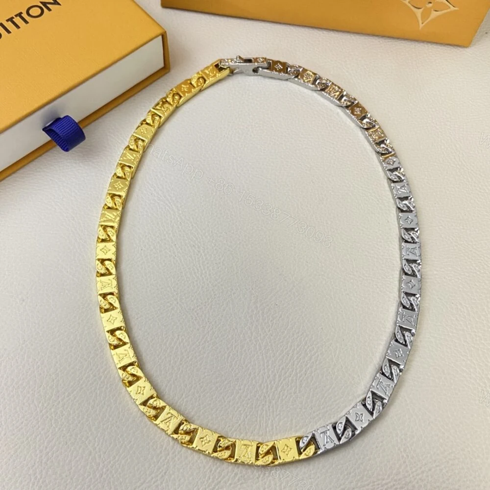 View 2 of Louis Vuitton Monogram Tied Up Necklace Gold And Silver