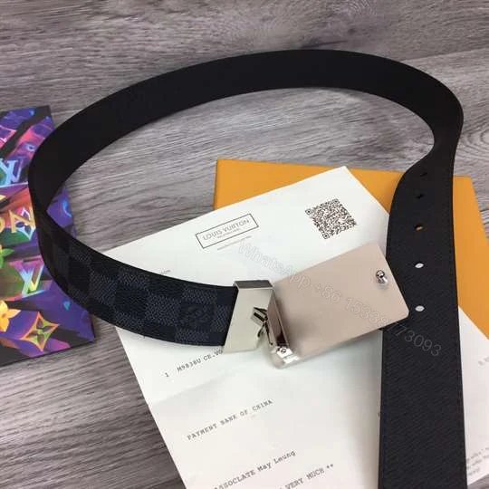 View 4 of LOUIS VUITTON INVENTEUR DAMIER EBENE/GRAPHITE BELT – B158