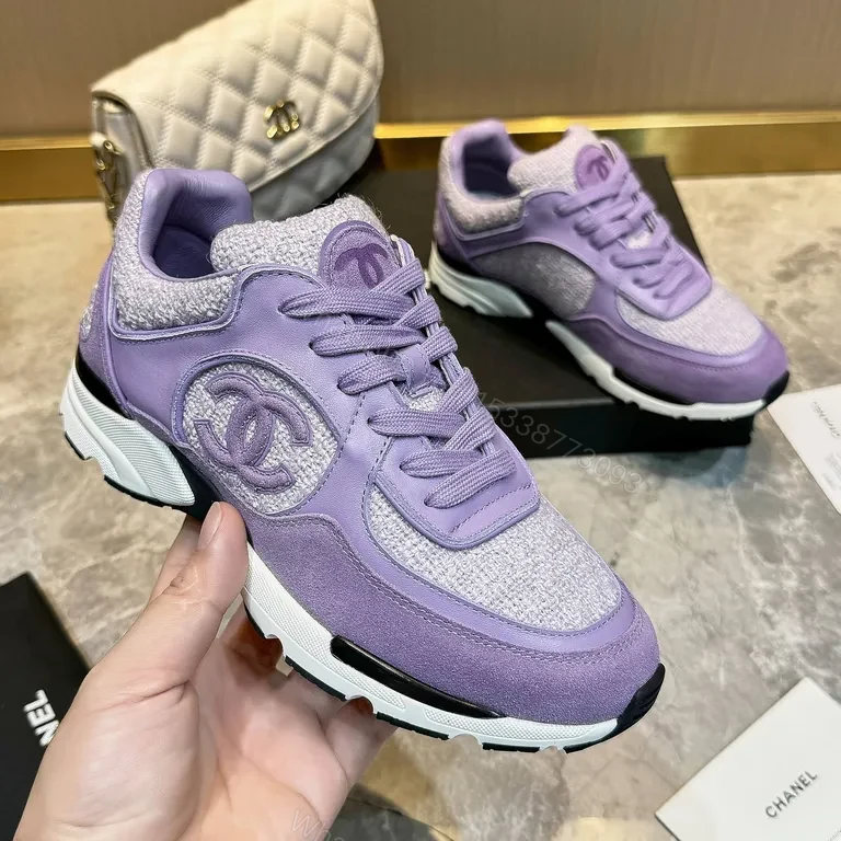 View 6 of Lavender Knit Sneakers - Luxurious Chanel-Inspired Comfort