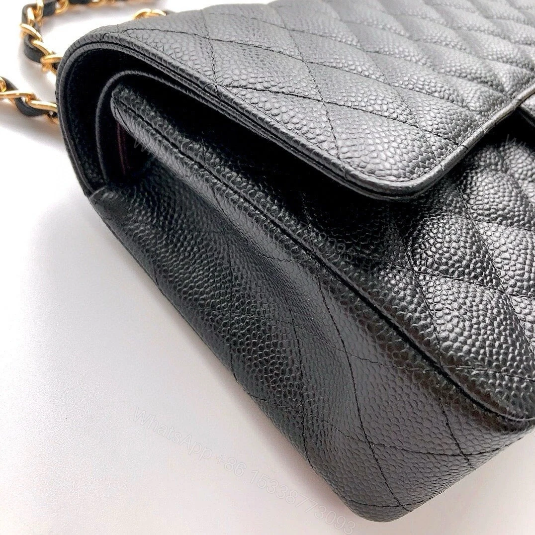 View 3 of Chanel Classic Flap 25.5 Black Gold Hardware 187 factory