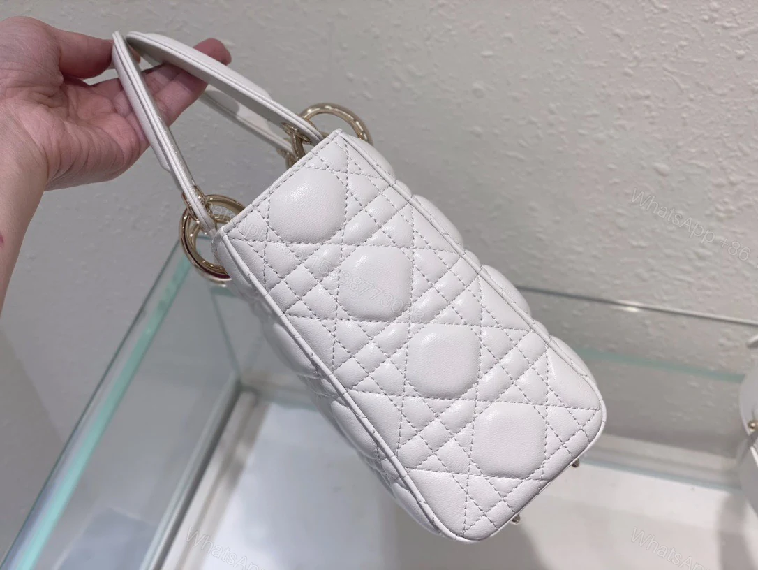 View 6 of Dior Lady ABC High-end Women’s Handbag White Soft Leather 20cm