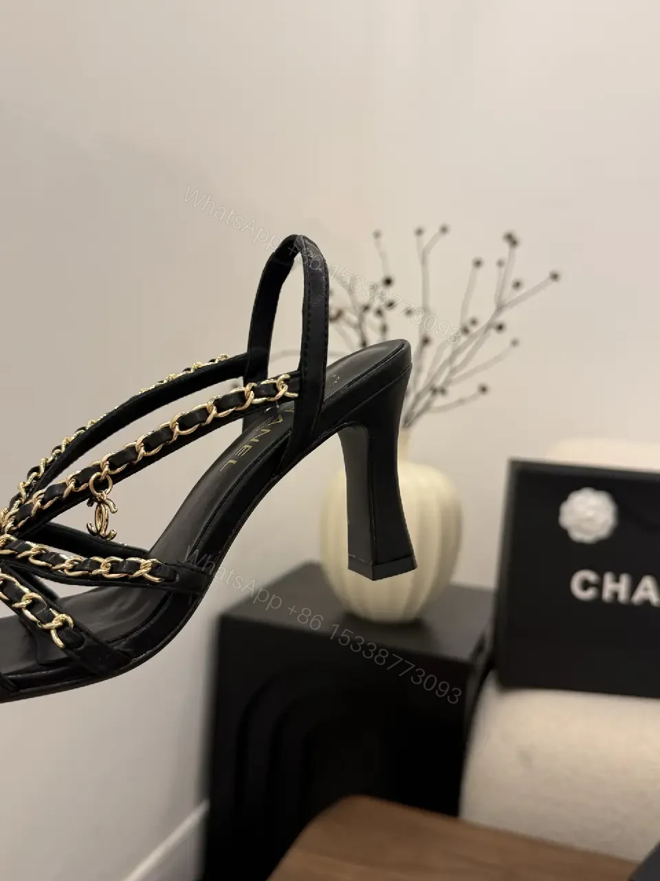 View 2 of Block-Heel Sandals: Chain-Detail, Sculpted, Elegant Style, All-Day Comfort