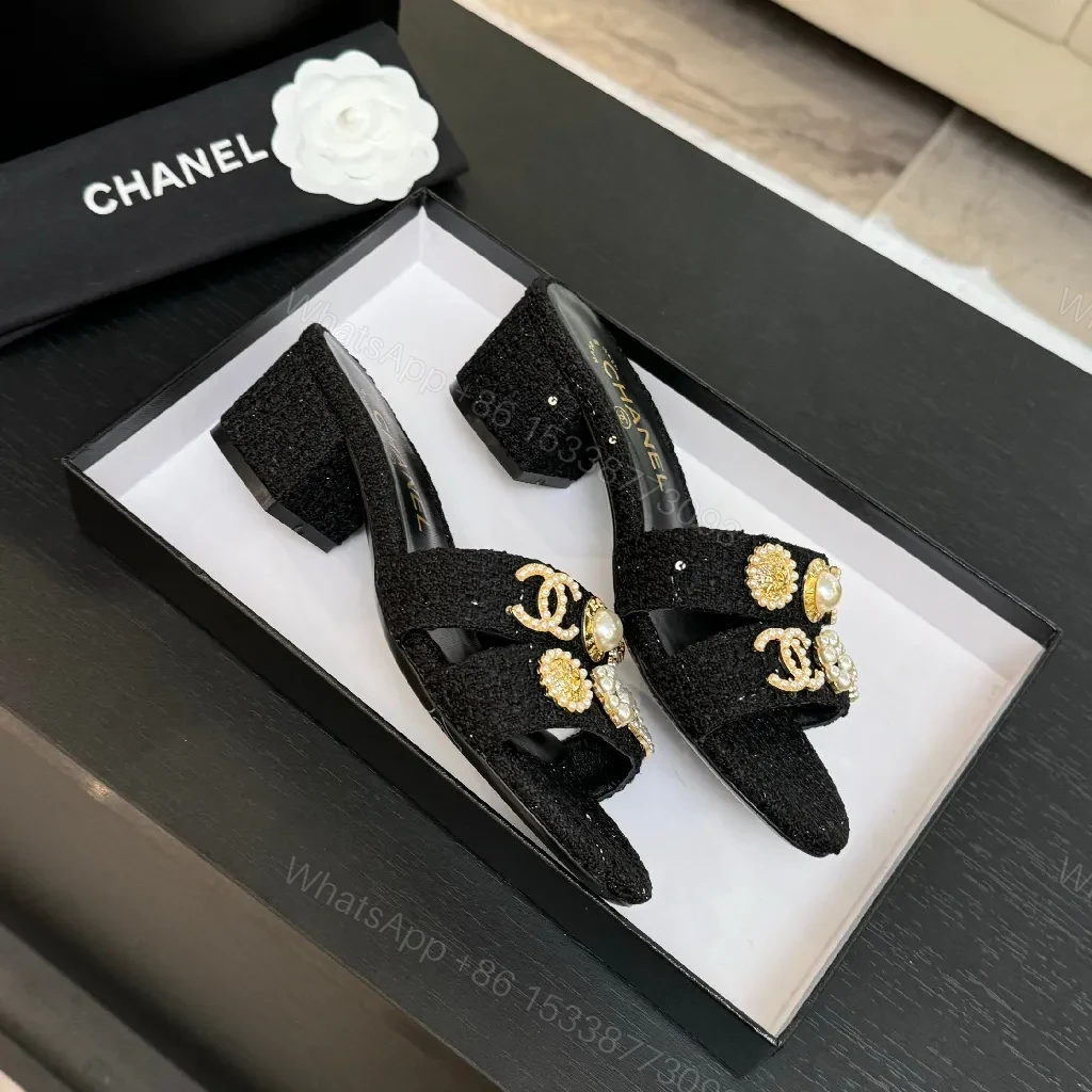 View 3 of Graphite Glitter Mule with Gold-Accent Embellishments, Lux Couture Style