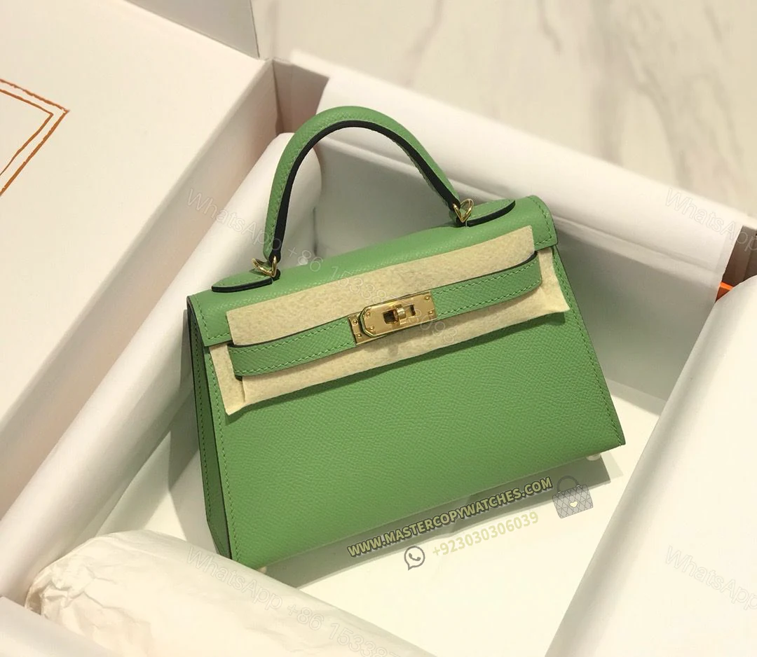 Hermes Kelly Mini Epsom 20 Vert Criquet — view 1
