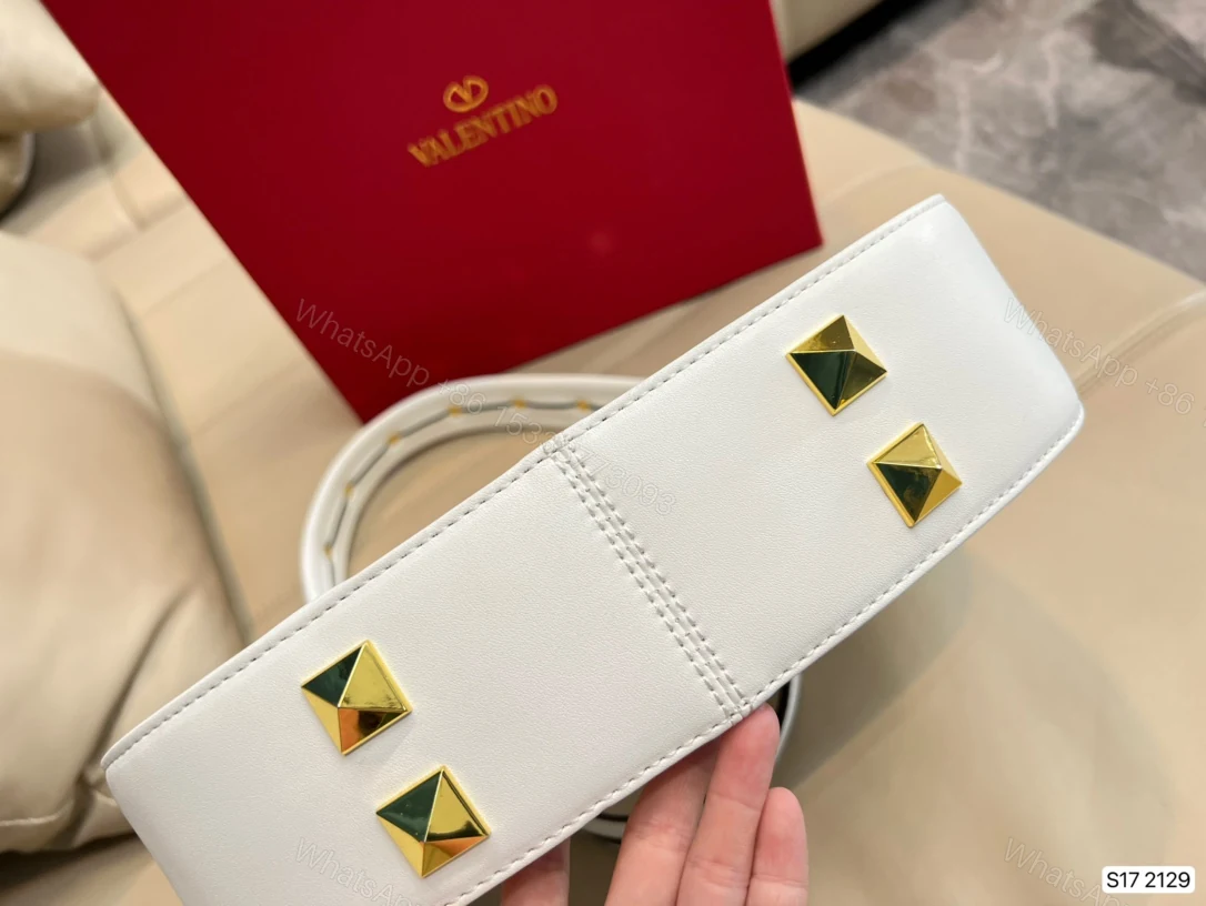 View 4 of VALENTINO STUD SIGN CALFSKIN HOBO BAG IN WHITE 1W2B0K69EIMI16