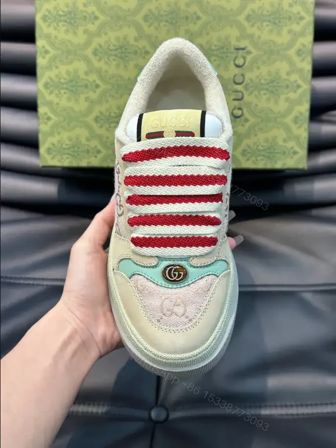 View 7 of GUCCI SCREENER TRAINER SNEAKERS IN BEIGE AND PINK – GC170