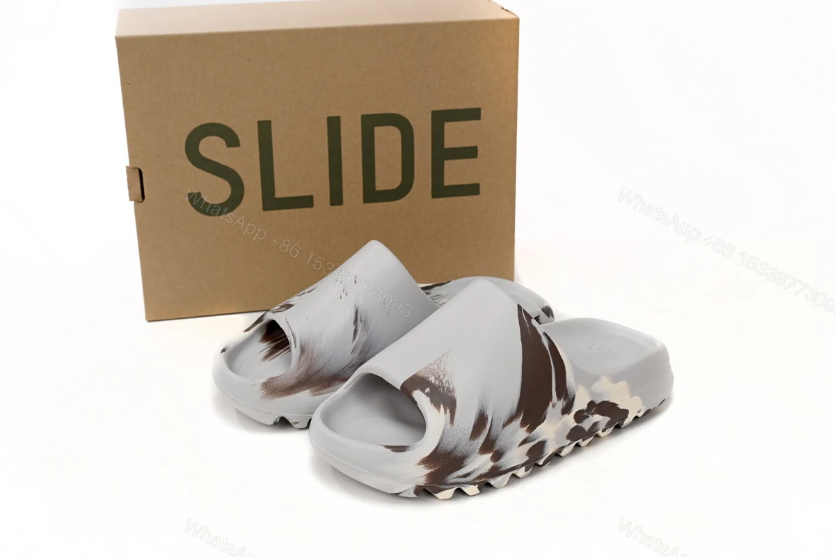 Yeezy Slide Enflame Oil Painting White Grey GZ5553 — view 2