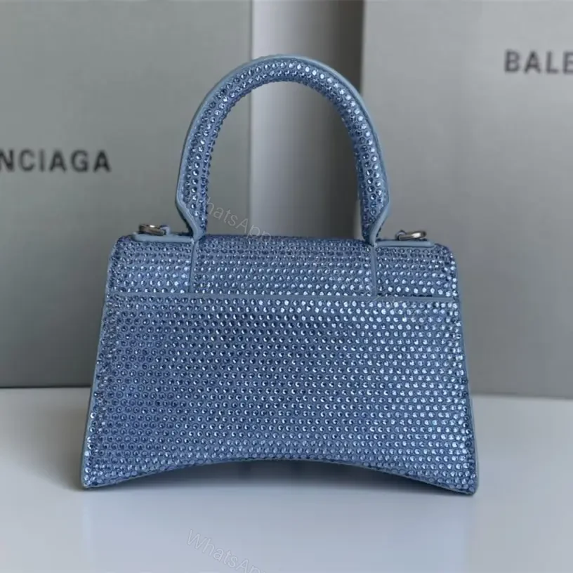 View 2 of 高仿Balenciaga*Hourglass系列沙漏包滿鑽藍色XS