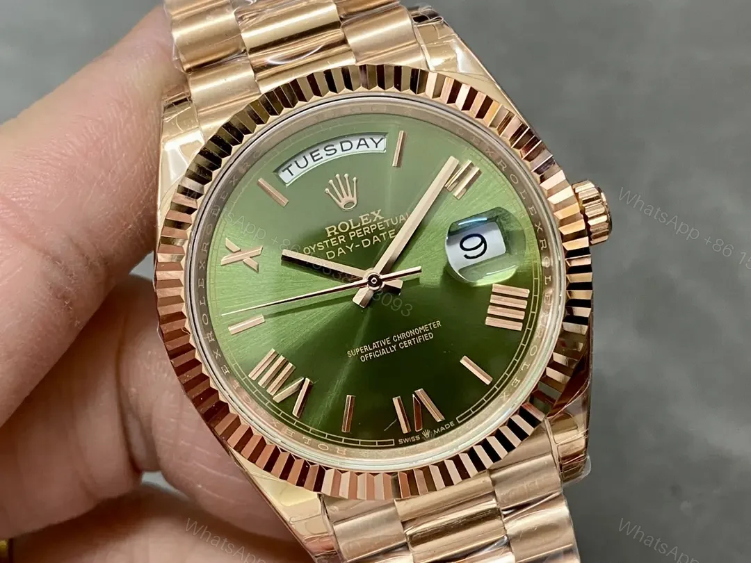 View 2 of Rolex Day-Date 40 Yellow Gold Fluted Green Ombré Dial Watch 228238-0069