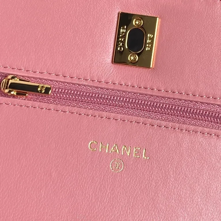 View 5 of Chic Pink Quilted Satchel with Gold Chain