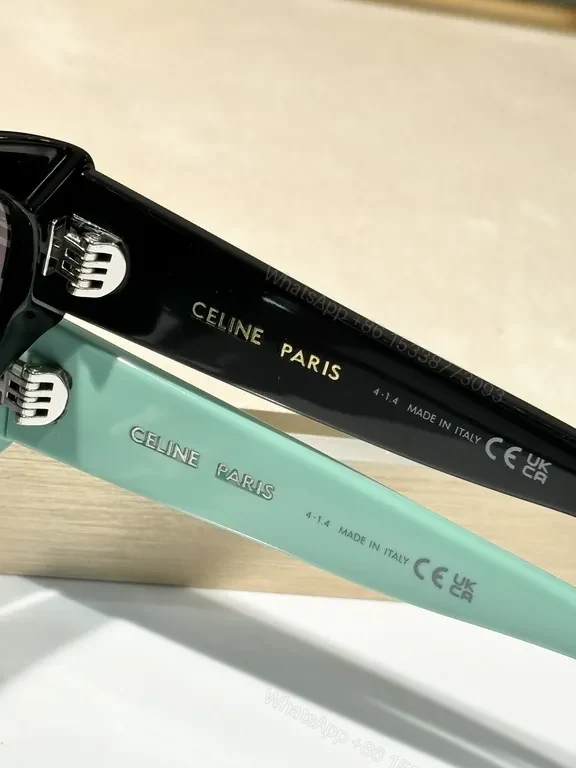 View 7 of Black Matte Cat-Eye Sunglasses | Acetate, UV400 Gradient, CELINE Detail