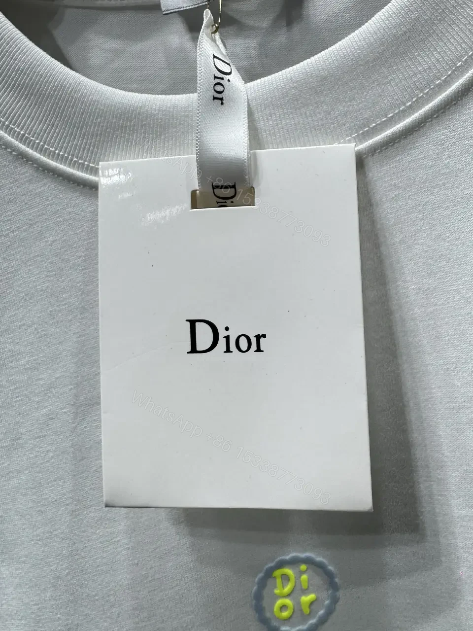 View 7 of White Cotton Dior Graphic T-Shirt