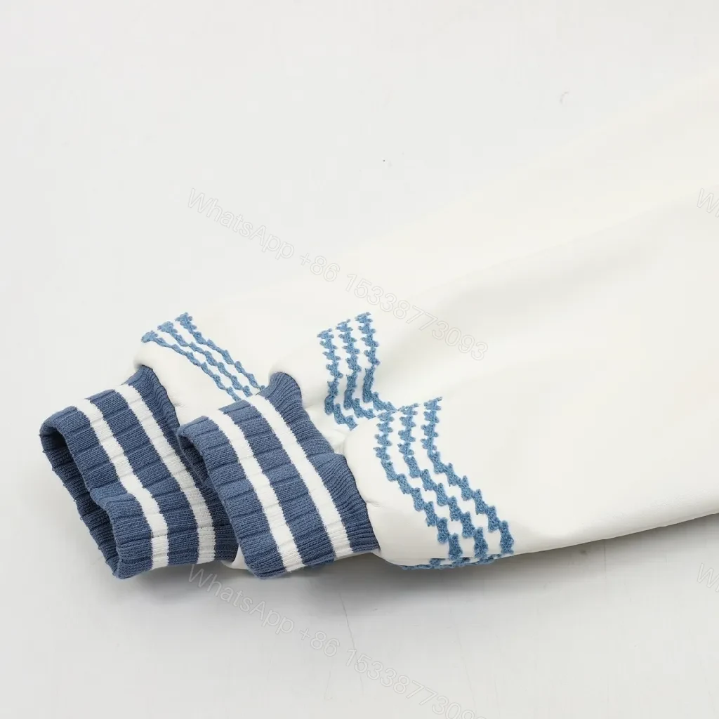 View 5 of Blue & Ivory Varsity Jacket – Textured Color Blocking, Brushed KnitComfort